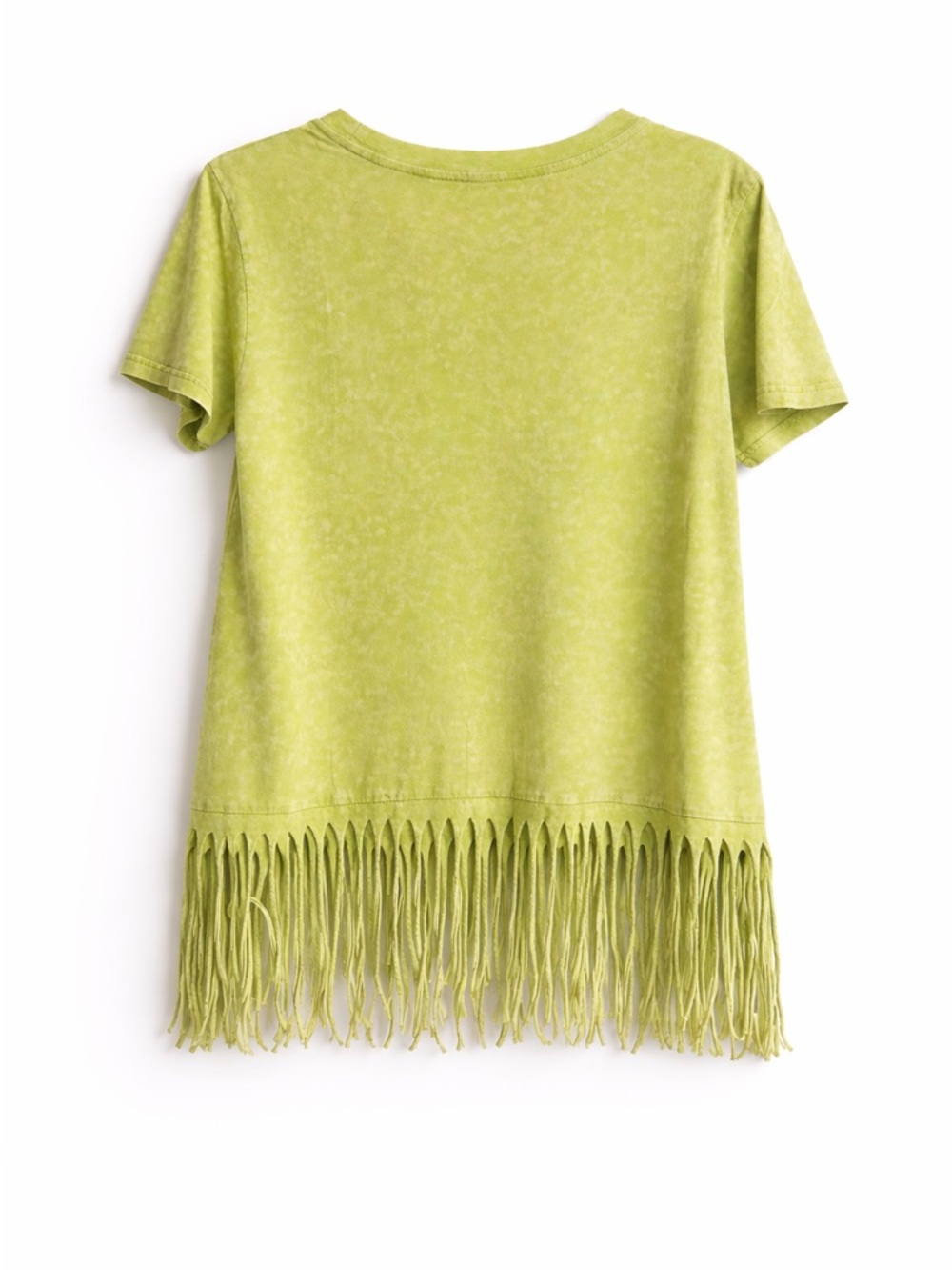 BiBi Neon Lime Fringe Tee Coachella Festival Western Boho Vibes New Size M - Picture 5 of 6